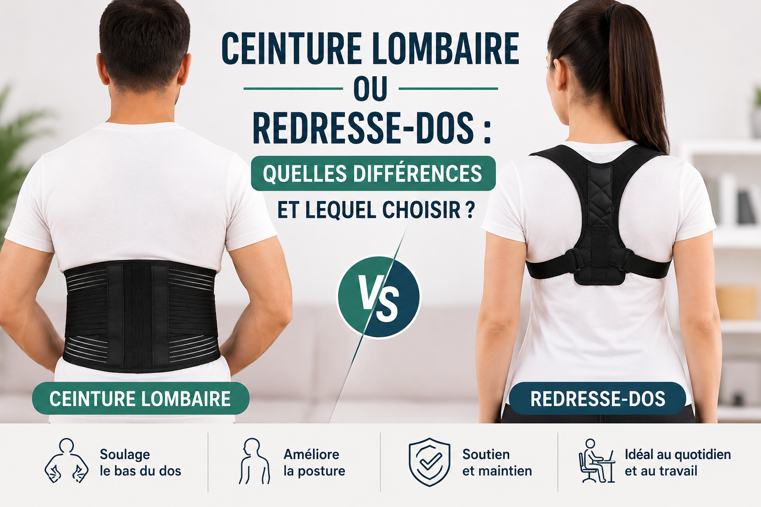Ceinture lombaire ou redresse-dos : quelles différences et lequel choisir ?
